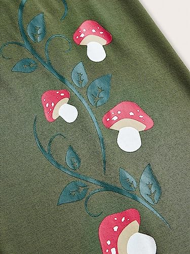 SOLY HUX Women's Off Shoulder Bell Long Sleeve Crop Top Mushroom Print Tee T Shirt3