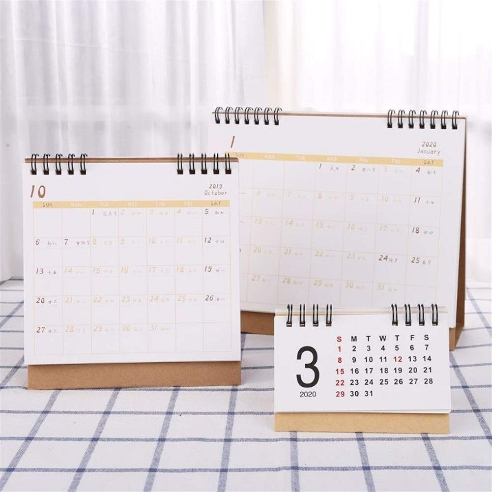 YUQI 3 PCS Simple Papier de Bureau Permanent 2020 Double Bobine Calendrier Mémo horaire Quotidien Tableau planificateur annuel Agenda Bureau Organisateur (Taille : M)