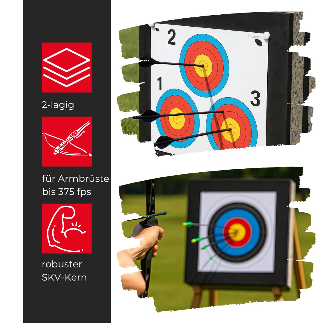 Stronghold Schaumscheibe für Armbrust bis 375 fps 60x60x20 cm | Crossbow I mit Wechselsystem, einfache Pfeilentfernung, wetterfest,schont Pfeile & Material