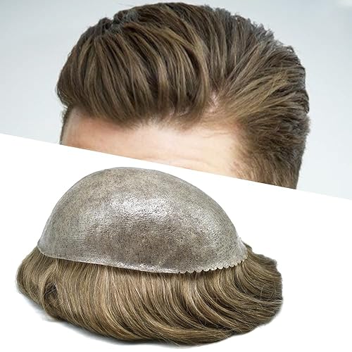 Healthlif Toupee - Piezas de cabello humano tipo tupé para hombres, sistema de reemplazo de cabello, extensiones capilares para hombres (8 x 10