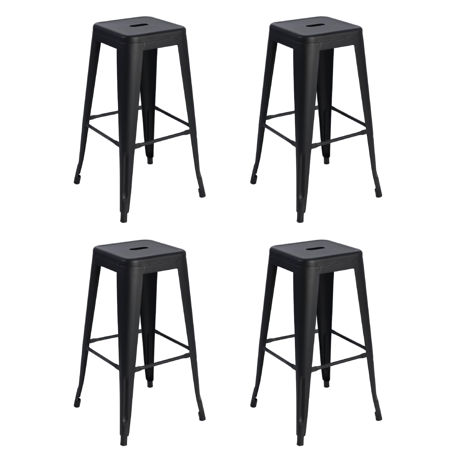 Pack 4 Taburete Alto Tolix Metálico Negro Apilable y Resistente. Asiento de Metal Premium para Eventos, Catering y Bares para Barra y Mesa Alta. Diseño Moderno y Ligero.