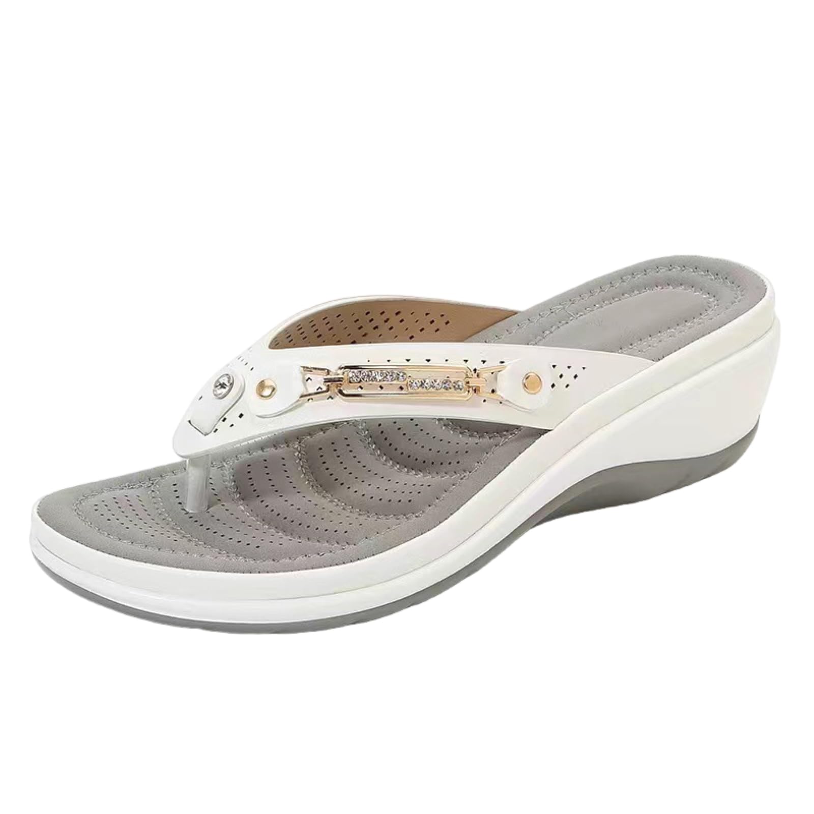 Tongs d'été blanches taille 42 avec sandales compensées de plage pour femmes