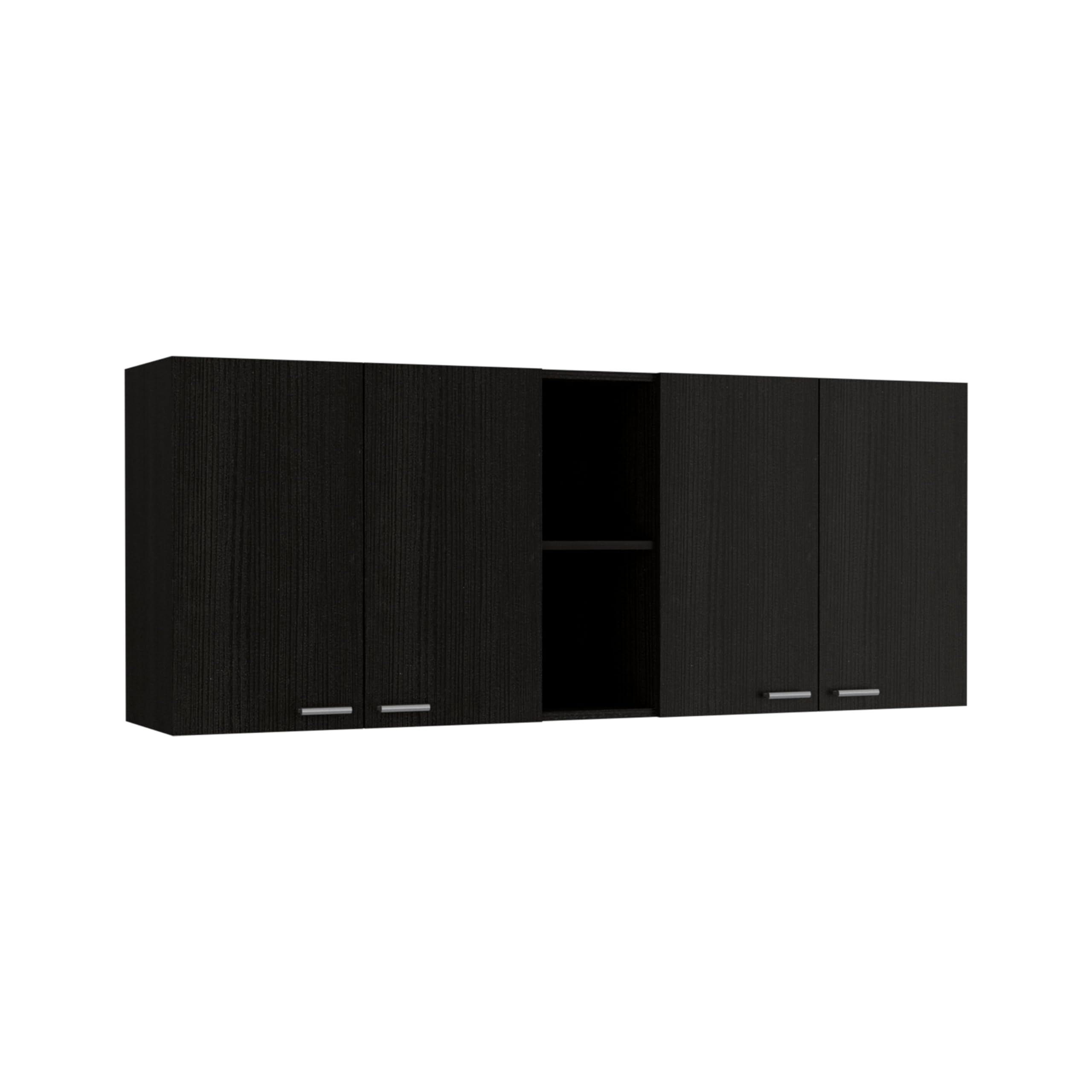Tuhome Portofino 150 Wall Cabinet, Double Door, Two External Shelves, Two Interior Shelves -Black