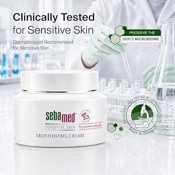 SEBAMED Moisturizing Face Cream for Sensitive Skin Antioxidant pH 5.5 Vitamin E Hypoallergenic 2.6 Fluid Ounces (75mL) Ultra Hydrating Dermatologist Recommended Moisturizer