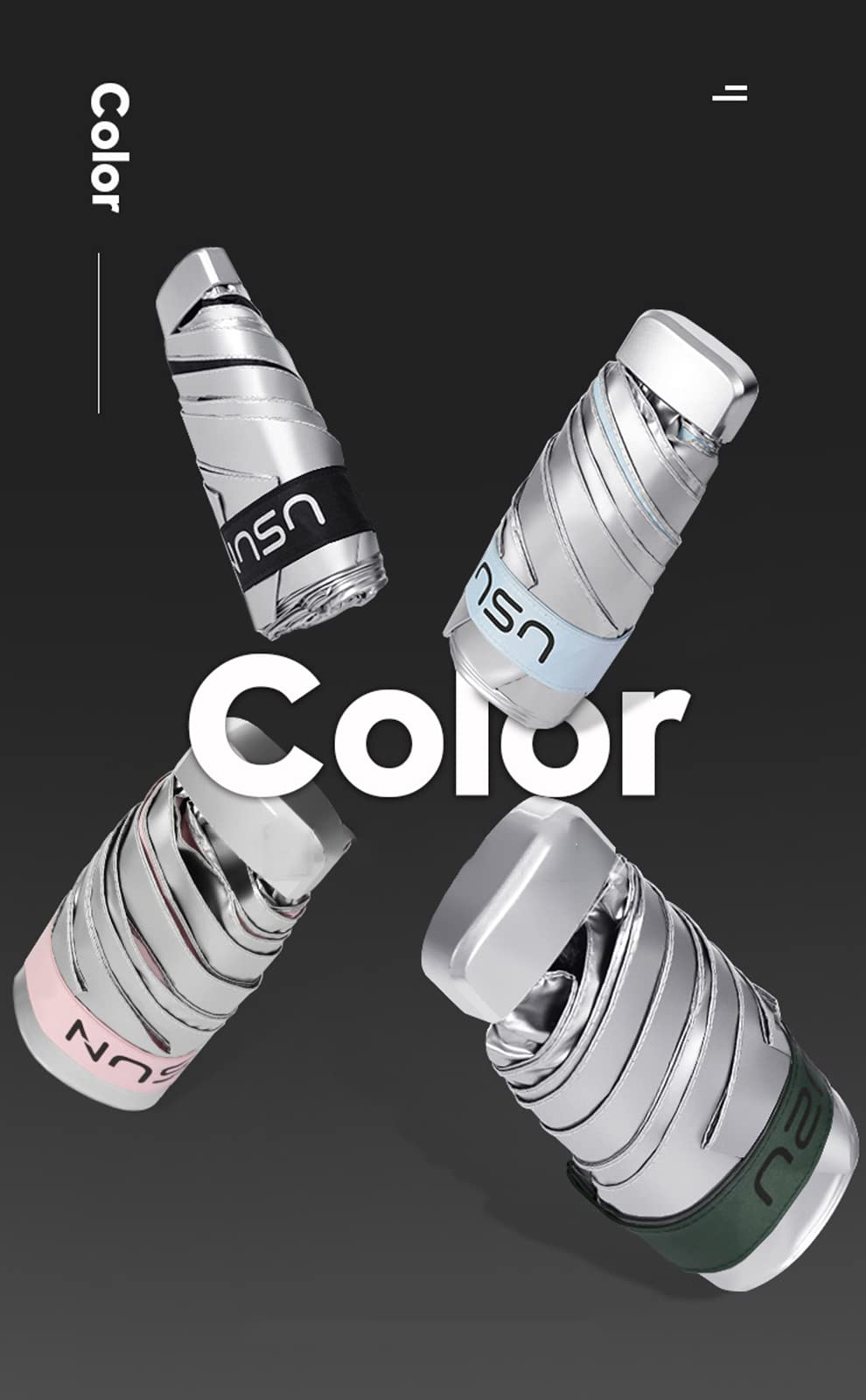 parapluie, Parapluie de poche compact en titane argenté avec colle UV, ultra-léger et petite taille, for hommes femmes