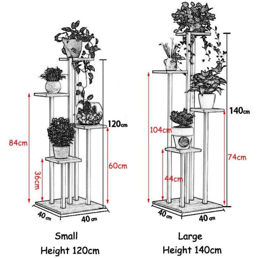Supporto per Piante, portavasi per Fiori, in Legno, portavasi, fioriera, espositore per Bonsai, scaffale portaoggetti per Esterni, Interni, Giardino, Patio, Balcone, 4 portavasi, Altezza 140