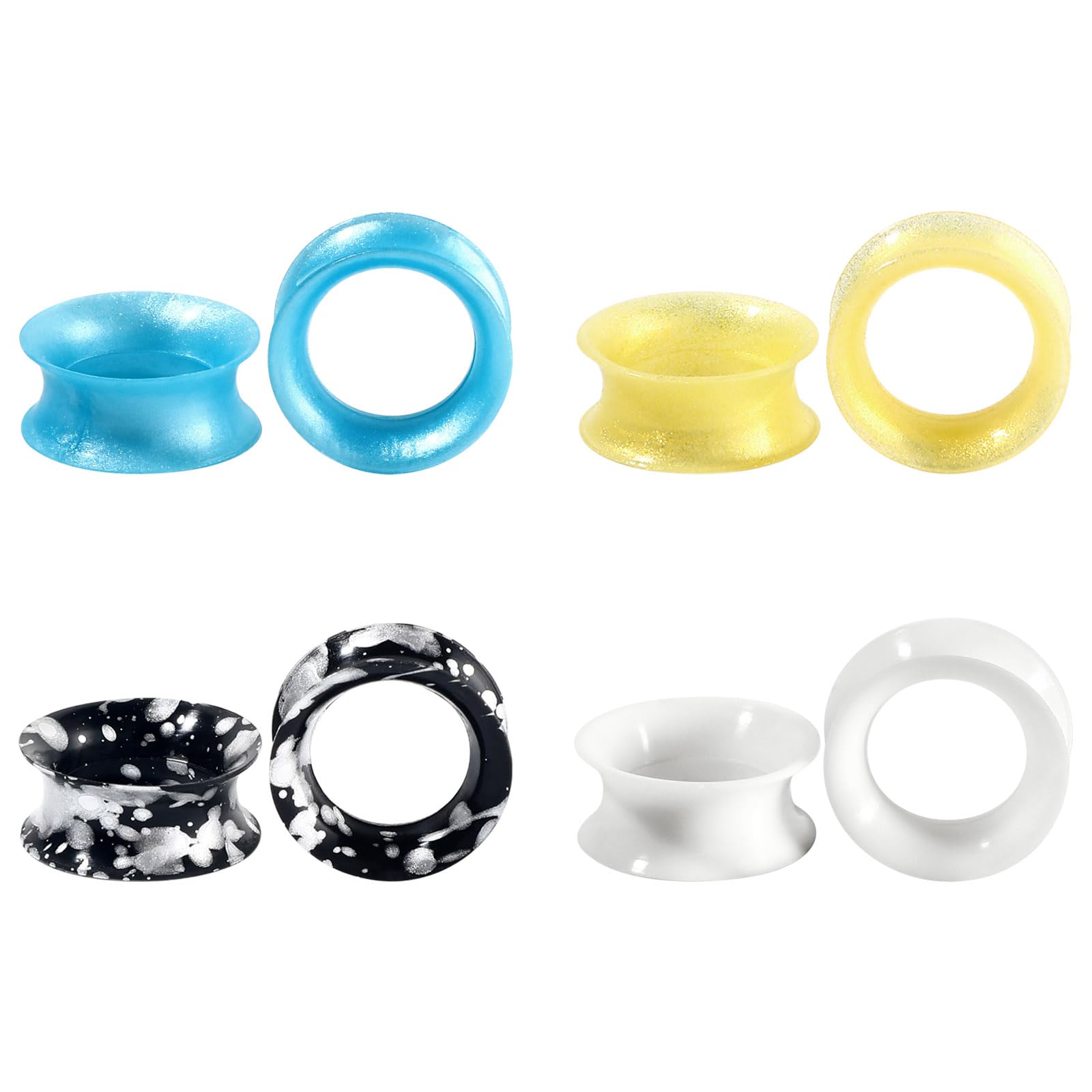 YOFANST 4Pairs Multi-Style Soft Silicone Ear Tunnels Plugs Piercing Set Double Flared Ear Gauges Ear Expander Stretcher Body Piercing Jewelry 2g-1" 6-25MM for Women Men