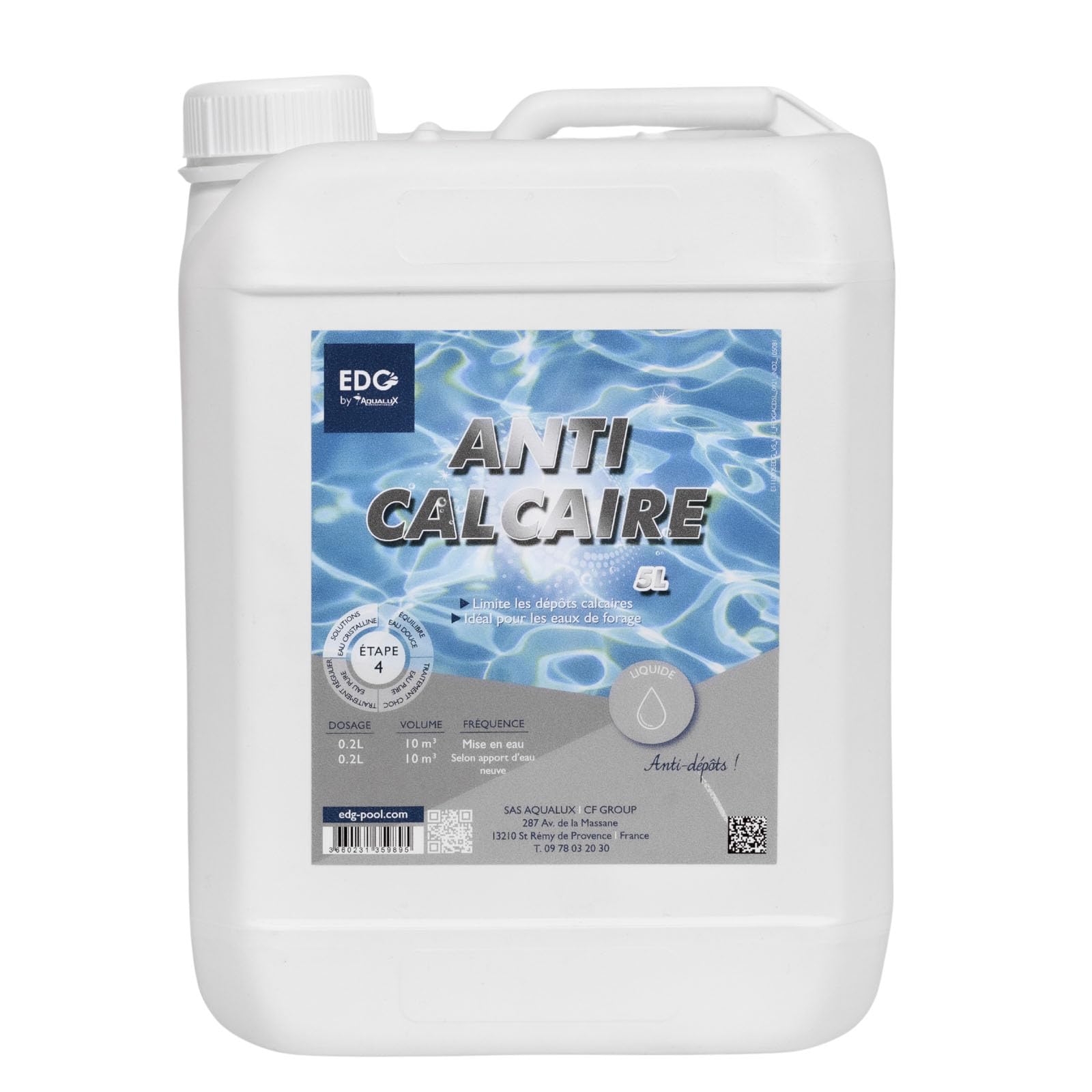 Anti-Calcaire Liquide 5L Anti-Tartre Piscine Spa Haute Performance