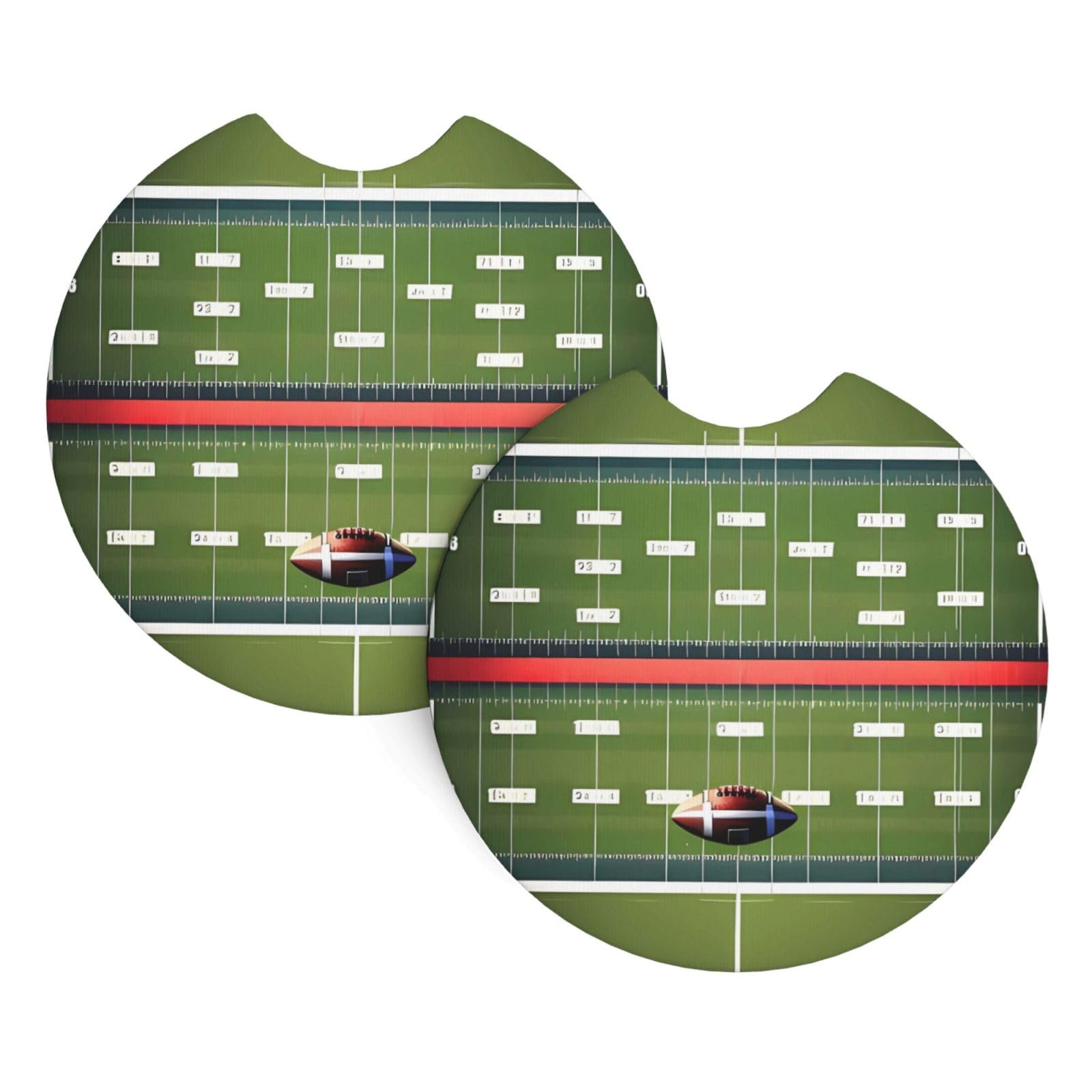 2 Pack Car Coaster for Cup Holders American Football Field and Ball Car Cup Coaster 2.7" Neoprene Non-Slip Automotive Cup Mat Universal Auto Car Interior Accessories for Women Men Cup Pad