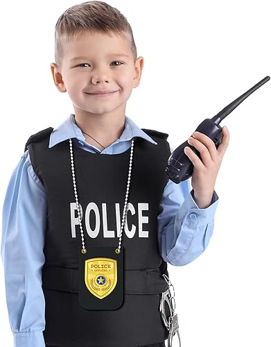 Miniatura 6 de 12 piezas de insignias de policía de juguete de simulación para niños, detective, policía, policía fbi, accesorio de insignia falsa con cadena para