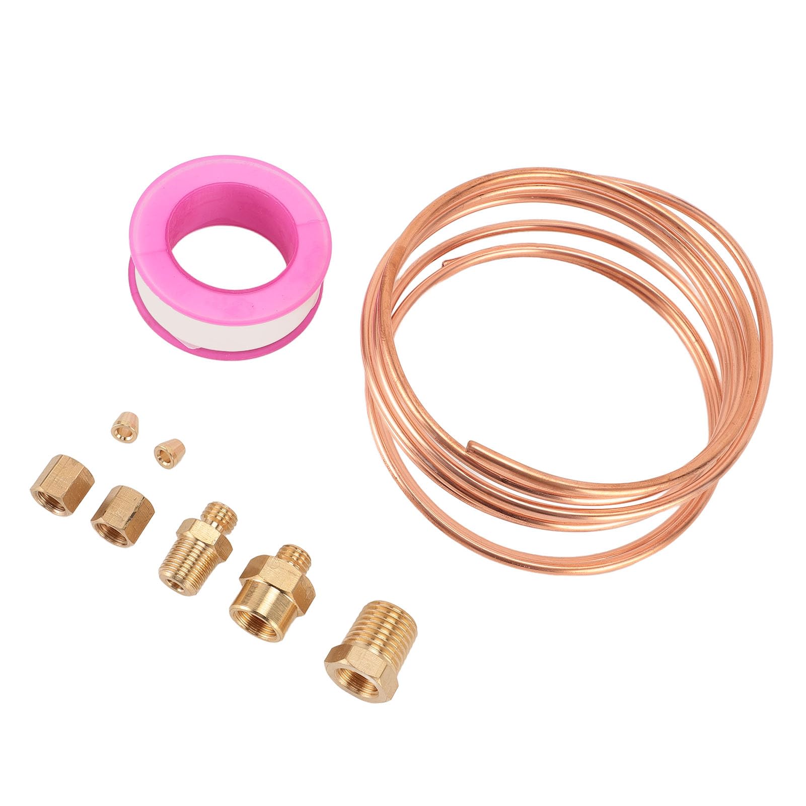 Lybunair Oil Pressure Gauge Tubing Kit, Brass Tube 72 Inch with 1/8 1/4 NPT Fittings for Automotive Marine Industrial Applications