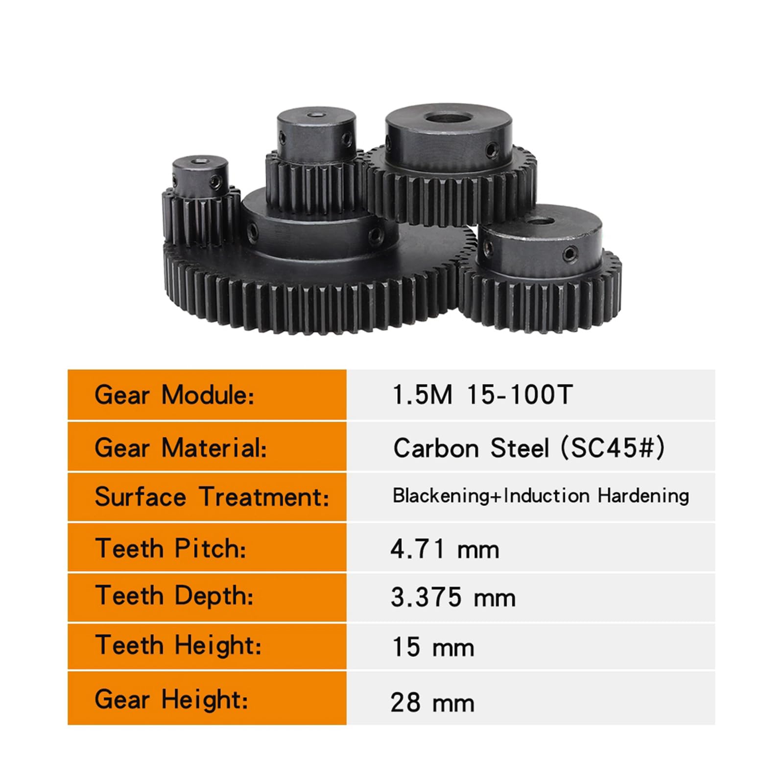 1pc 1.5 Module 65D/68D noircissement en acier au carbone patron moteur engrenage droit