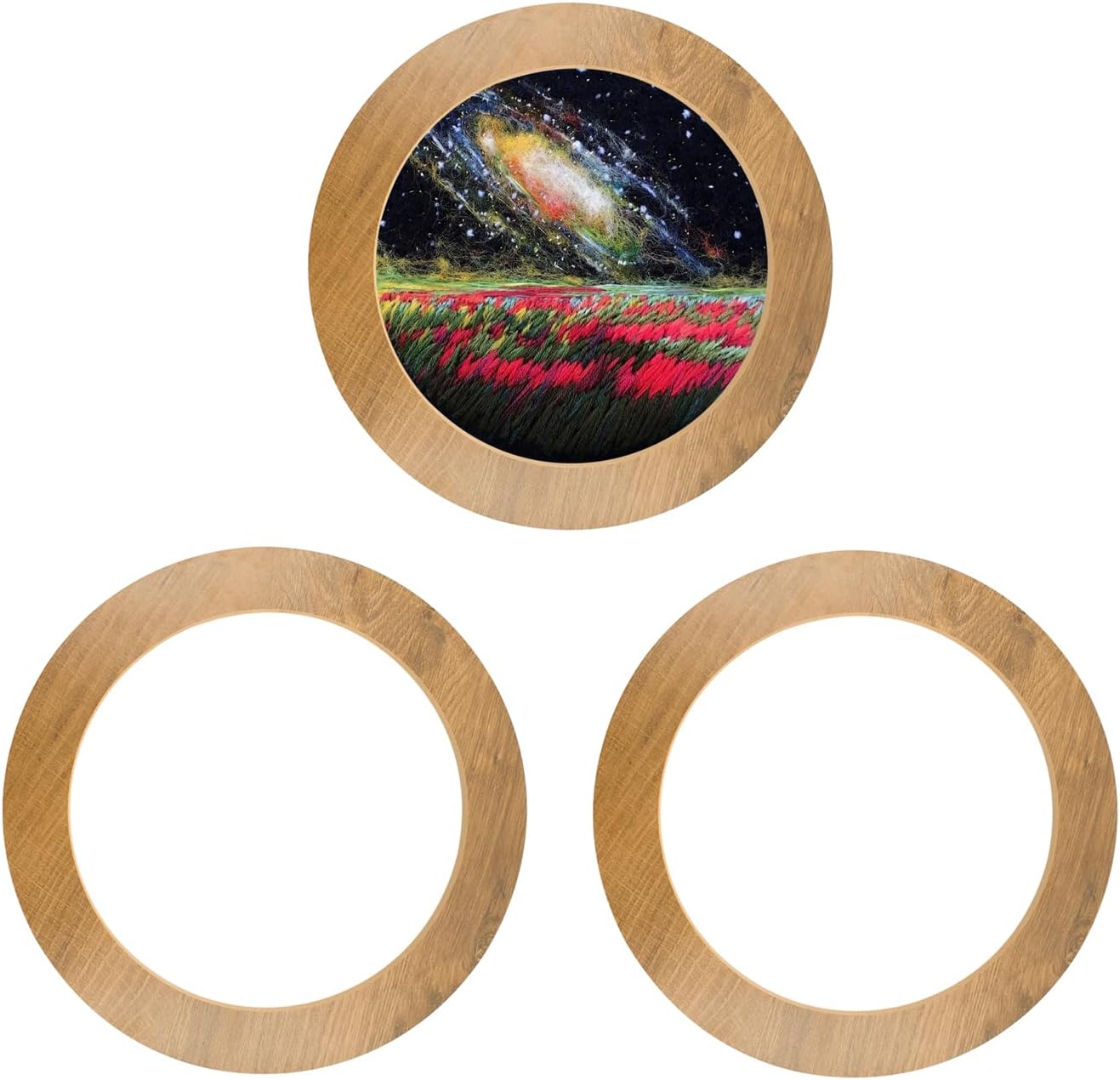 3 PCS Wooden Embroidery Frame for Display, 6 Inch Round Decorative Embroidery Hoop Display Frame for Finished Cross Stitch, DIY Art Craft Sewing Ornaments (Not Included Hoop)