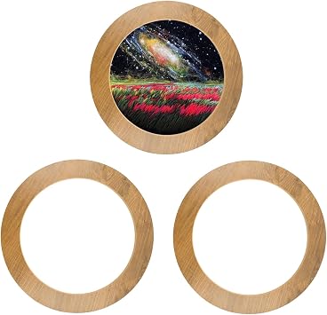 3 PCS Wooden Embroidery Frame for Display, 6 Inch Round Decorative Embroidery Hoop Display Frame for Finished Cross Stitch, DIY Art Craft Sewing Ornaments Not Included Hoop