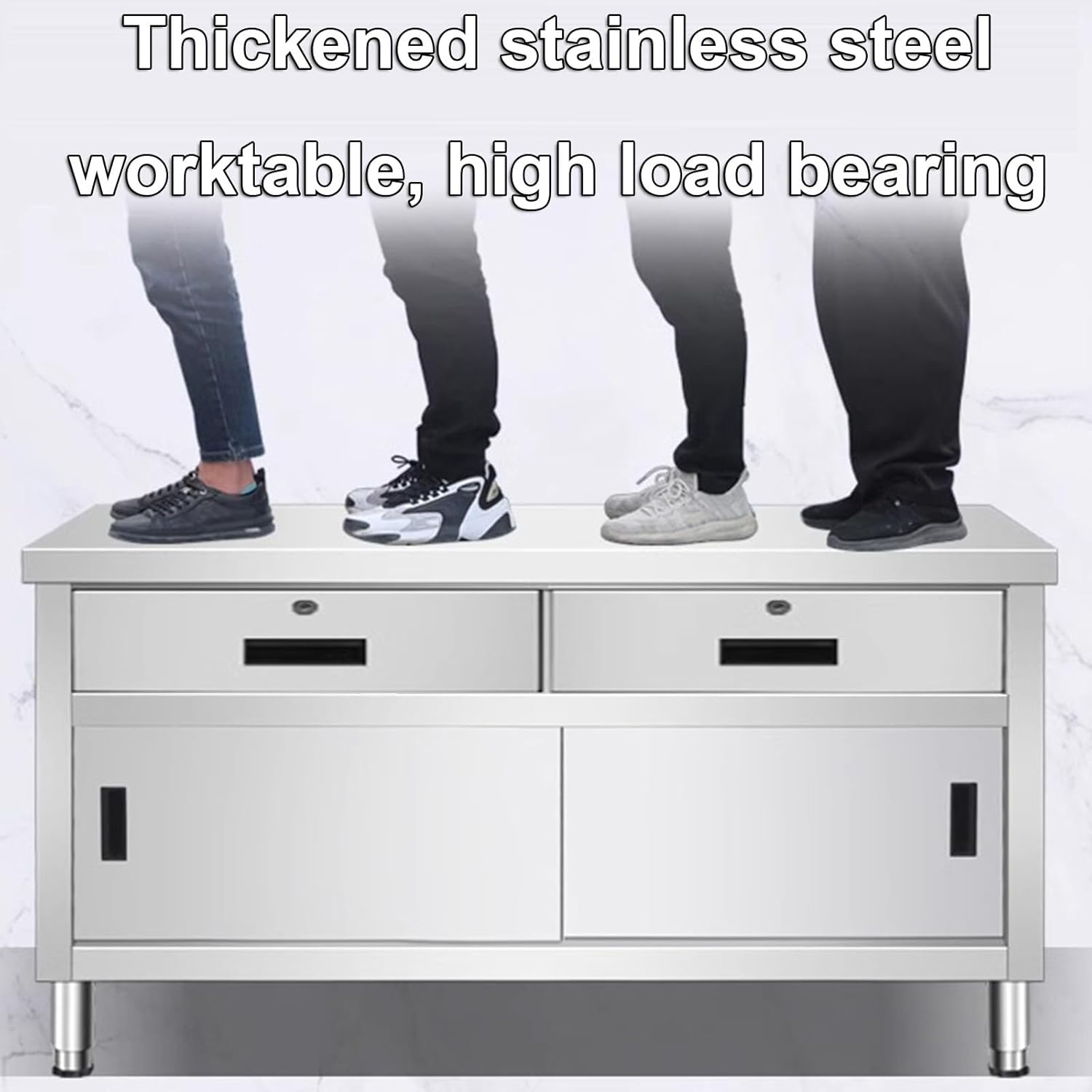 Stainless Steel Cashier Desk with Drawer Workbench Thickened Kitchen Preparation Table Metal Table for Laboratory(39.4 * 19.7 * 31.5in)