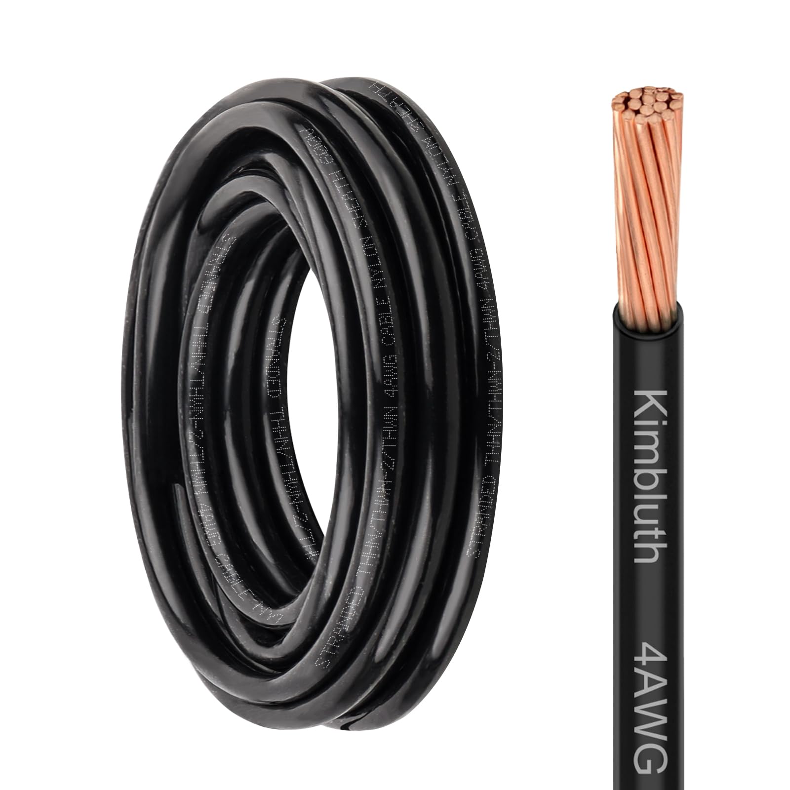 THHN Wire 4 Gauge 10 FT Stranded Copper Wire, 4 AWG Copper Wire Rated up to 600V Building Wire Nylon Jacket for Residential, CNC, Ground, Industrial (