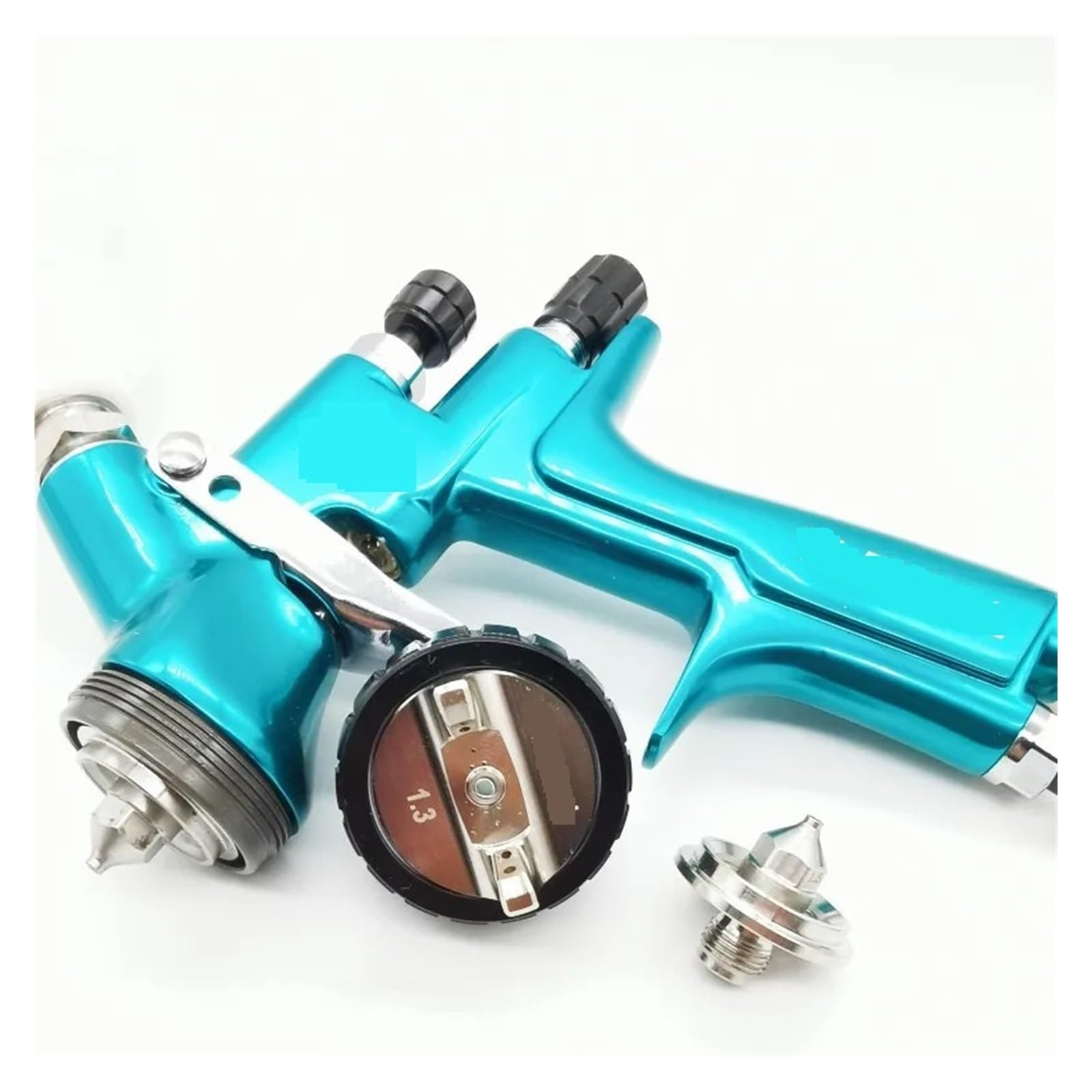 Pistolety Natryskowe 1,3 Mm Z Dyszą,5 Pistolet Na Sprężone Powietrze Powierzchnia Samochodu Narzędzia Do Malowania Lakier Natryskowy Pneumatyczne Aerograf(Blue)