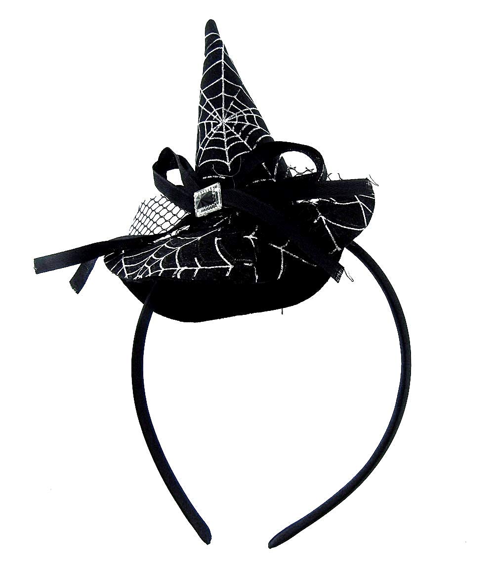 Headband - Halloween - Accessories - Headgear - Costume - Cosplay Excellent Quality - hat - Witch - Spider Web - Black - Silver - Disguise