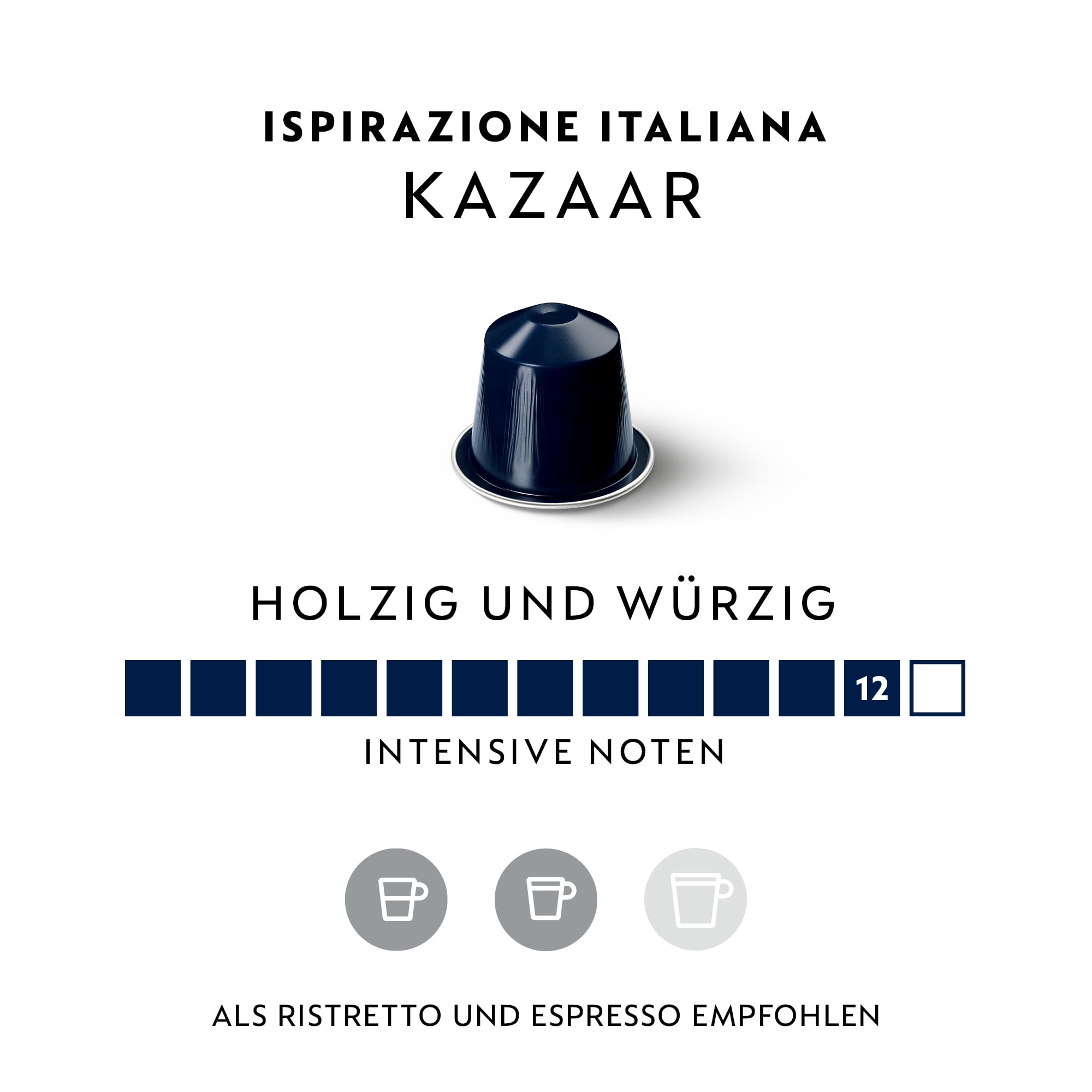 NESPRESSO ORIGINAL Kazaar 100 Kaffeekapseln | Arabica & Robusta Kaffee, Dunkle Röstung, Intensität 12, Ideal für kräftigen Espresso