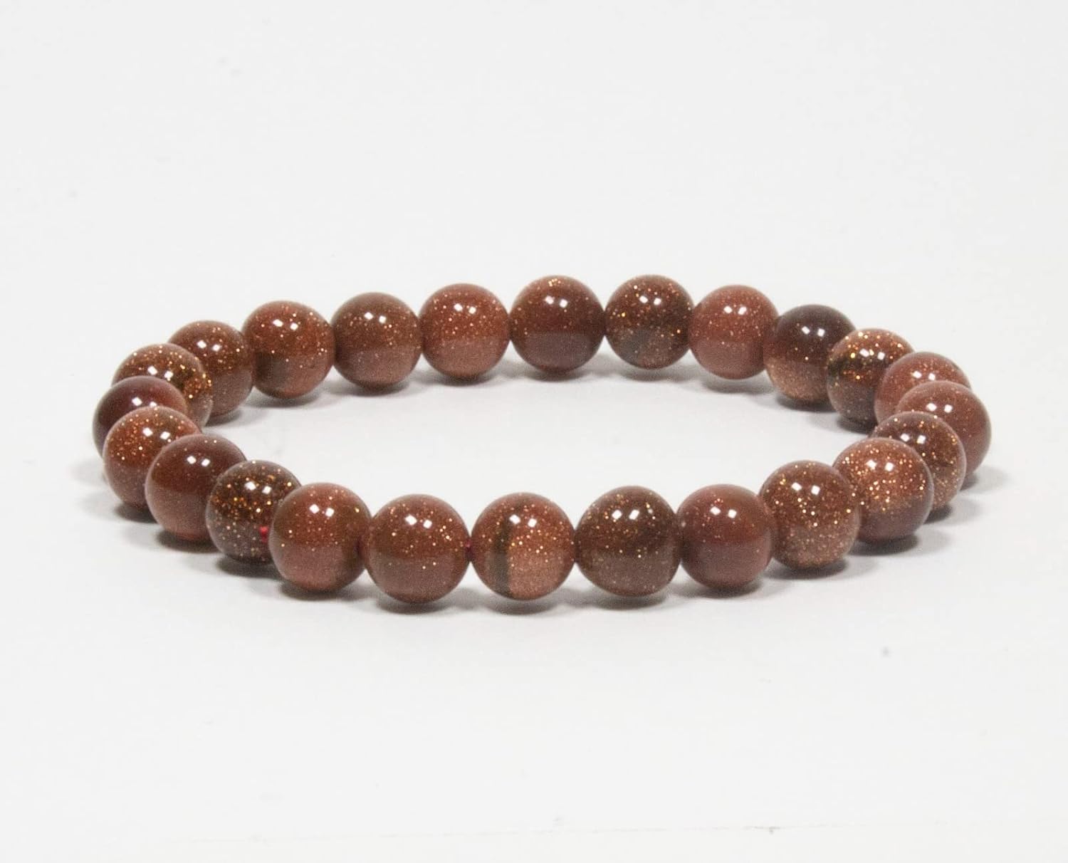 Pachamama Essentials Natural Gemstone Bracelet 7-7.5 In Stretch Gems Stones 8mm Round - Beads Healing Crystals Quartz - Chakra Bracelet (Red Goldstone) - Image 2