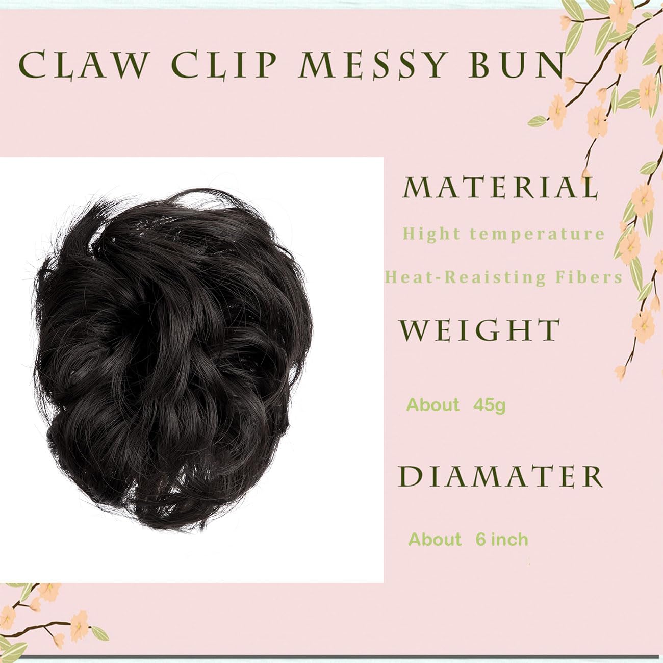 Claw Clip Messy Bun Hair Piece Tousled Updo Hair Buns Extension Elastic Hair Band Hair Pieces Curly Scrunchie For Women (Natural Black) - Image 2
