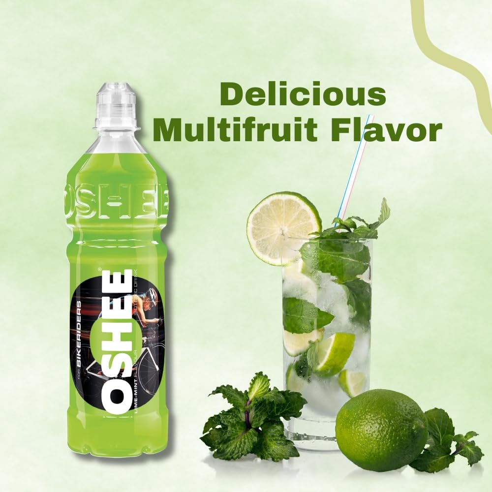 OSHEE LIME isotonic Drink 750ml (Pack of 6) - Addition of vitamins and L-carnitine - Sugar Free - Hydration - Vitamin Drinks