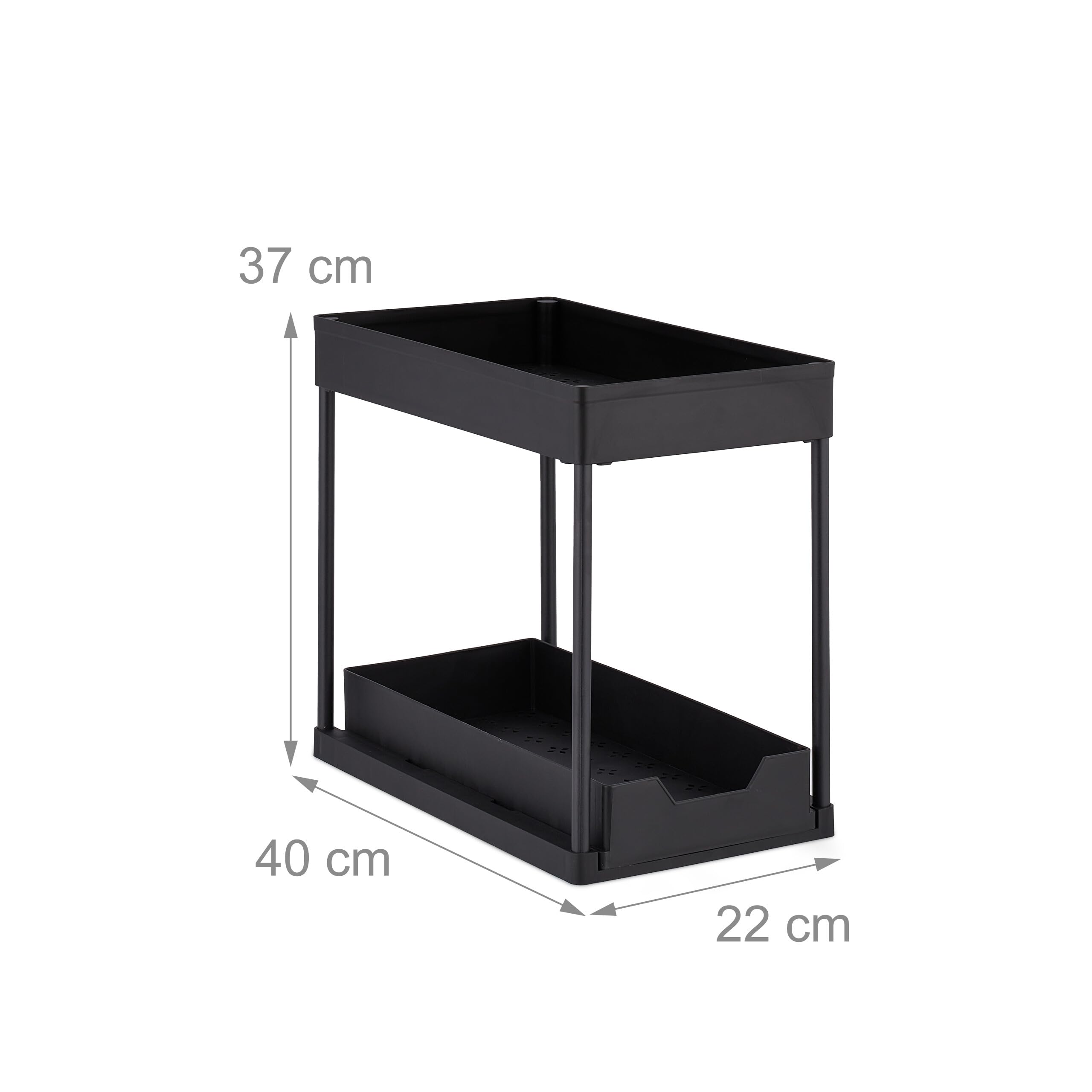 Relaxdays keukenkast organizer, set van 2, met 2 etages, 4 haken, gootsteenkast-organizer, HxBxD: 32 x 40 x 22 cm, wit