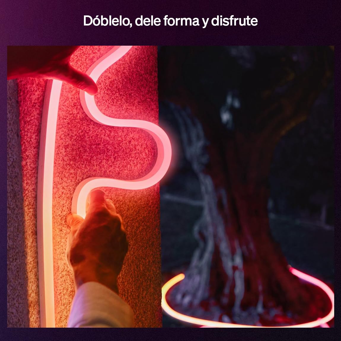 Philips Hue Neon Tira LED inteligente 5M, RGB, 1100 lm, iluminación exterior, tecnología Chromasync™, resistente al agua, baja tensión, control por app y voz, con Alexa, Google Assitant,Apple HomeKit