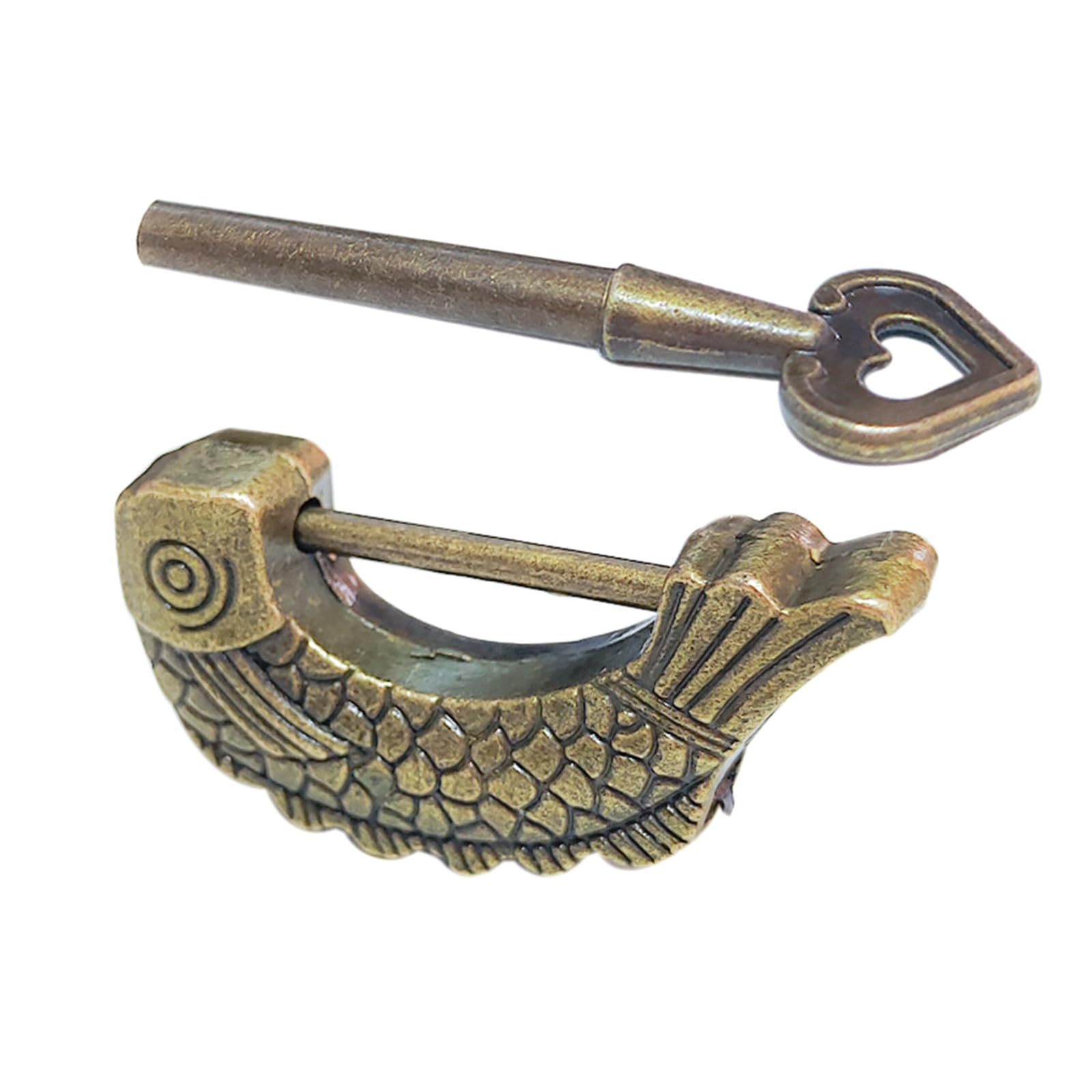 Upgrades Retro Fish Pattern Padlock Bronze Vintage with Bronze Fish Shaped Padlock for Drawers & Jewelry Boxes Designs