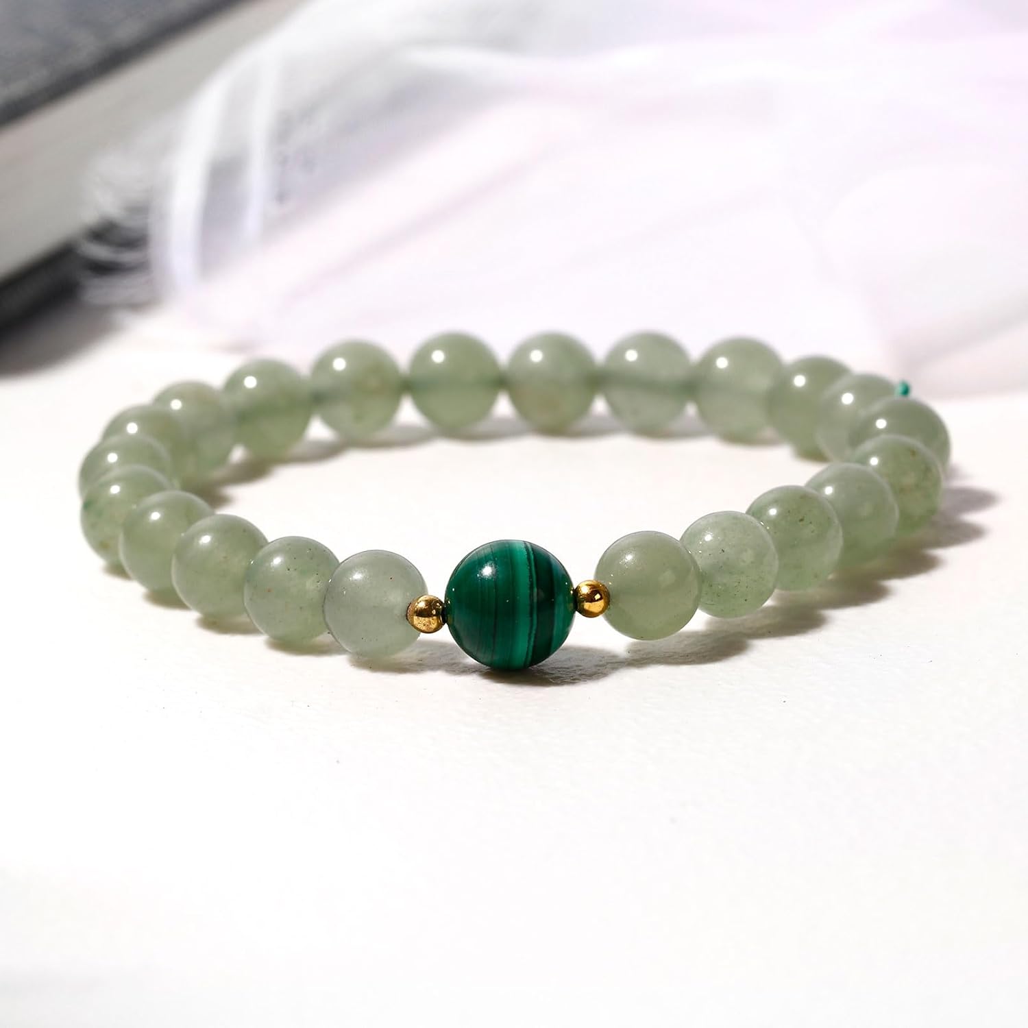 Spiritual 8mm Green Aventurine Malachite Beaded Bracelets for Women Prosperity Wealth Stretch Bracelets Good Luck Jewelry - Image 5