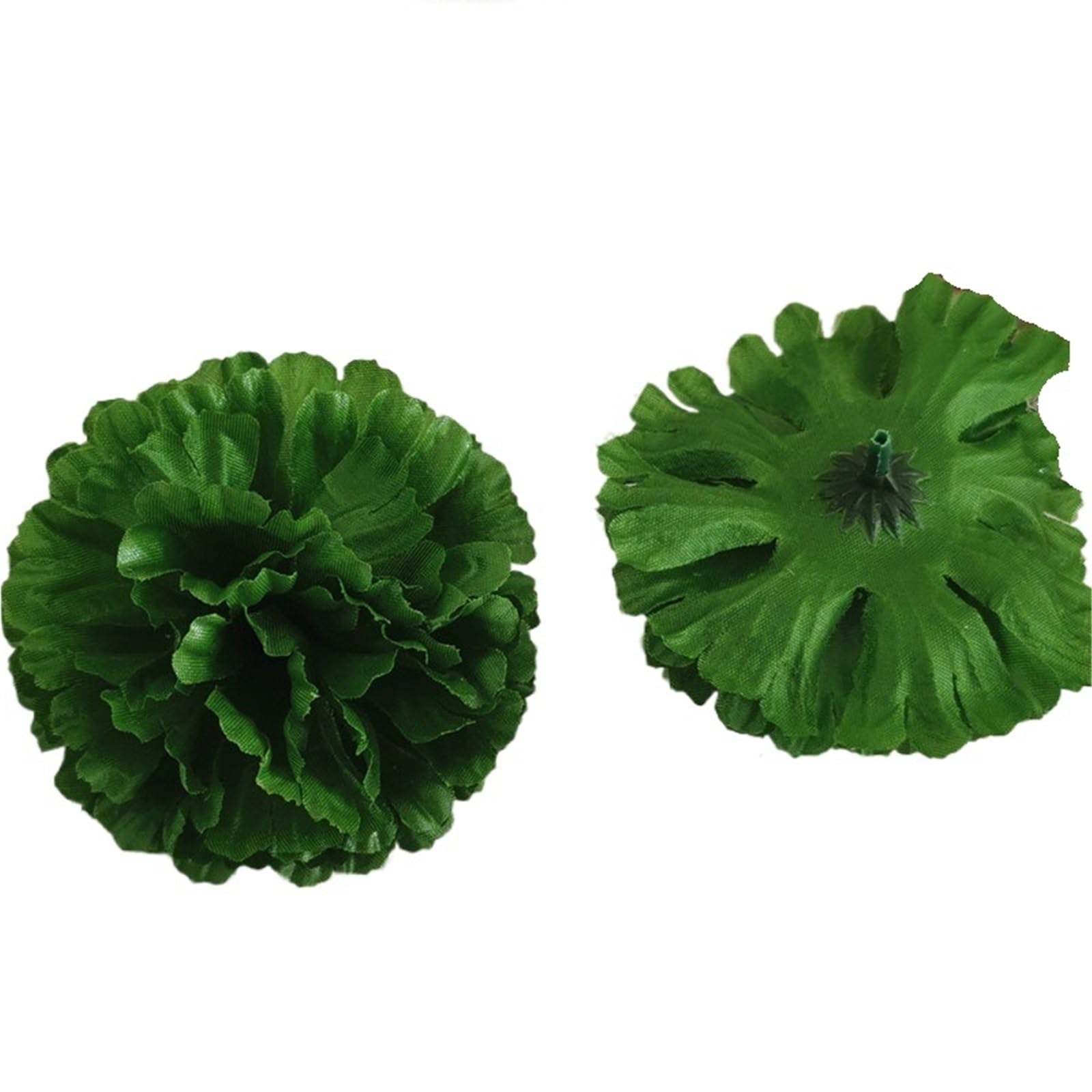 MDSRFGN Fabric Flowers 100pcs 9cm 16Colors Fabric Artificial Carnation Silk Flower Heads DIY Arch Flowers Wedding Vine Decoration(Green)