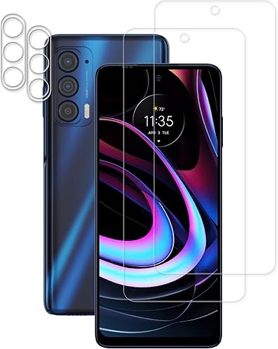 Paquete de 2+2 Protector de pantalla de vidrio compatible con Motorola Moto Edge 2021  Moto Edge 5G UW 2021 Protector de lente de cámara de vidrio