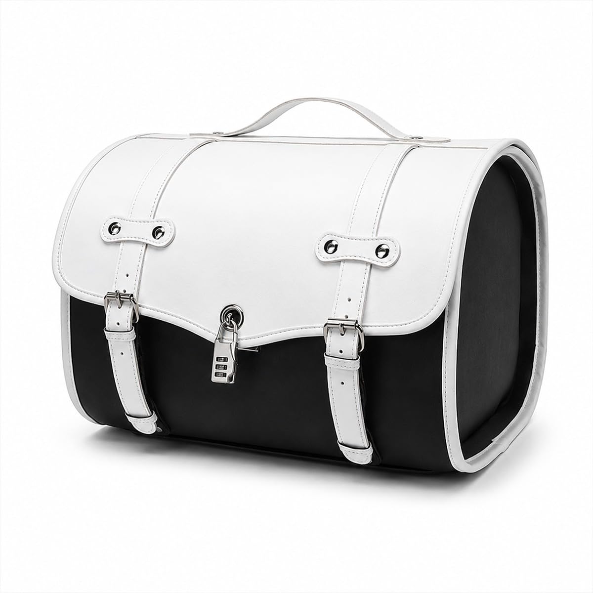 Baannaww Motorcycle Rear Seat Tail Bag 39×32×28cm, PU Leather Lockable Storage Trunk Bag for Scooter, E-Bike and Moped, Rear Rack Luggage Box for Half Helmets, Riding Gear and Daily Items