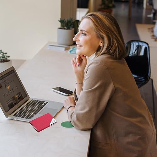 Miniatura 7 de LINMAGCO Tarjetero personalizado, estuche para tarjetas de visita grabado, piel sintética de alta calidad y acero inoxidable, portatarjetas de