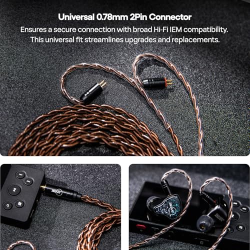 Image of Linsoul ZiiGaat Z-01 IEM Cable, 4 Core Single Crystal Copper Wire,in Ear Monitor Cord with 3.5mm Plug,Detachable 0.78mm 2Pin Connector for HiFi Wired Earbuds Zero:2,EW300,Cadenza,Kefine,WanerSG