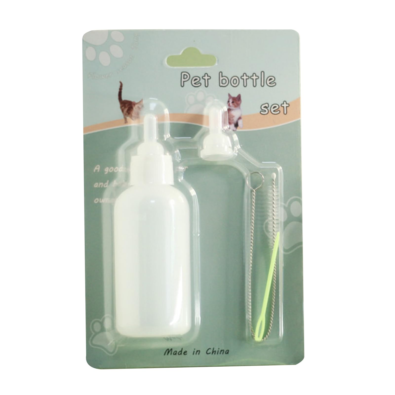 Pet Feeding Bottles Kit 4 Pieces Set Small Animal Milk Bottle For Kitten Puppy Nursing Nipple Cleaning Brush 2oz Pet Nursing Bottle 2 Oz Replacement Nipples Kits Pet Nursing Kit Dog Pet Kit