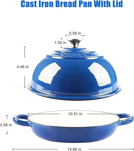 Miniatura 2 de CUKOR Horno holandés de hierro fundido con tapa, olla de horno holandés antiadherente de 6 cuartos de galón para cocinar, sartén de pan de hierro