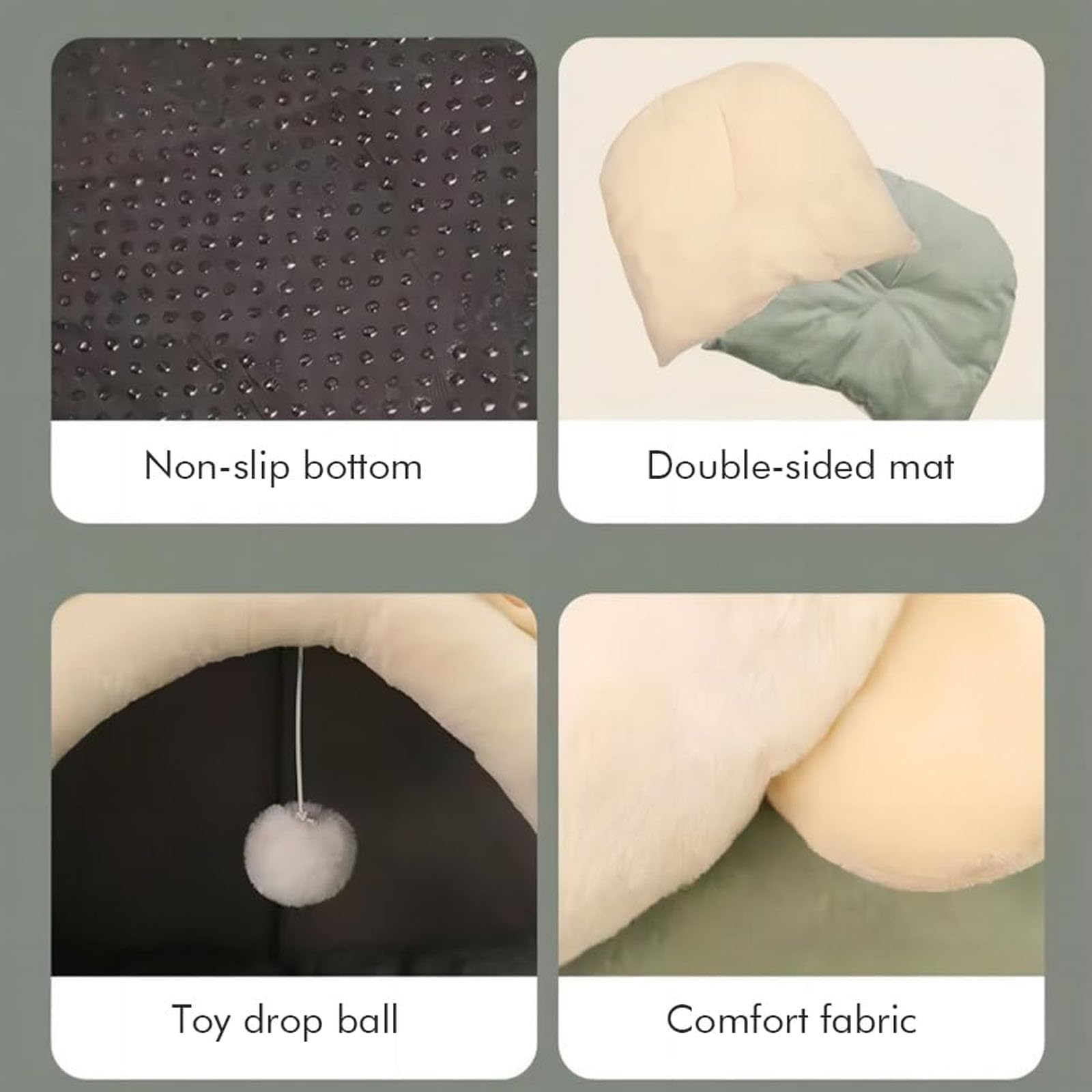 Tente d'hiver Chaude pour Chat Et Chien, Lits Épais pour Chiens Et Chats, Niche D'intérieur pour Chiens Et Chats, Tente pour Animaux De Compagnie, Grotte Chaude pour Chats,Vert,L