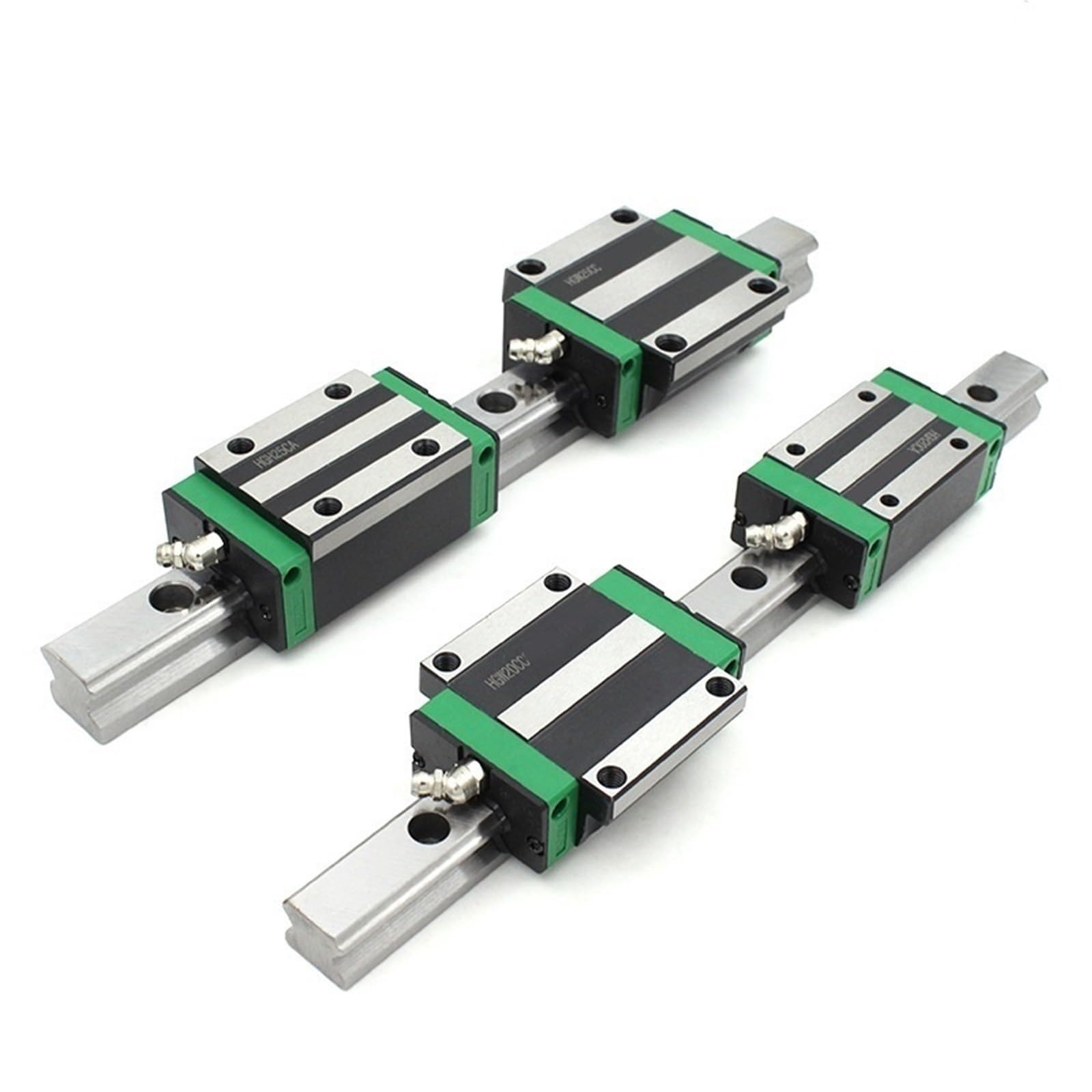 GTPBAO Rail de guidage linéaire robuste HGR15, 15mm de largeur, Rail coulissant à mouvement linéaire avec chariots à bloc coulissant à bride HGW15CC, 2 pièces rail de chargement(150mm 5.9" long)