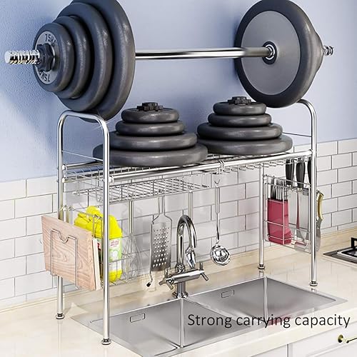 Miniatura 5 de FEHUN Fregaderos escurridor de platos estante de exhibición de acero inoxidable soporte de ahorro de espacio para encimera organizador de vajilla