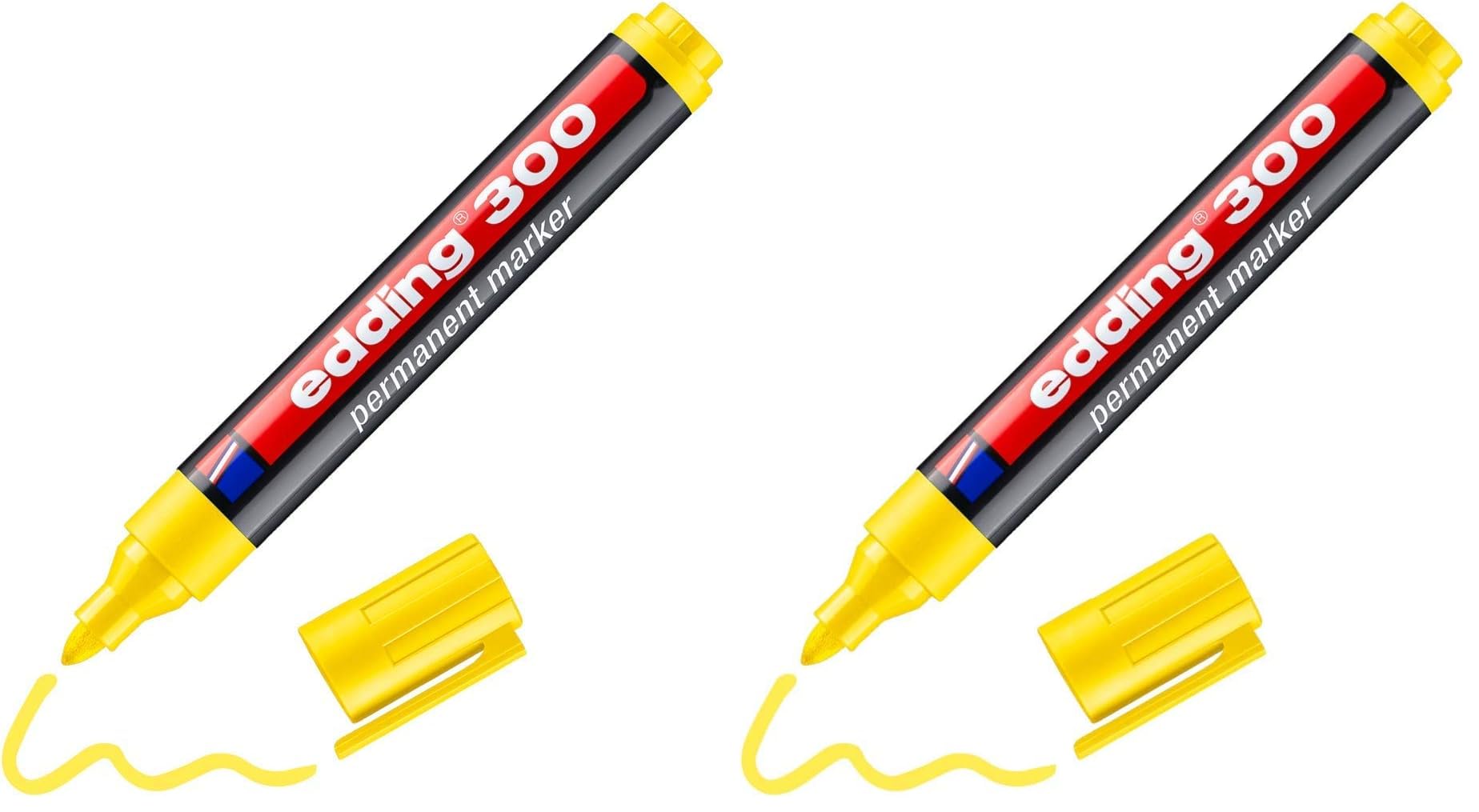 edding 300 permanent markör - sarı - 1 kalem - yuvarlak uçlu 1,5-3 mm (2 paketi)