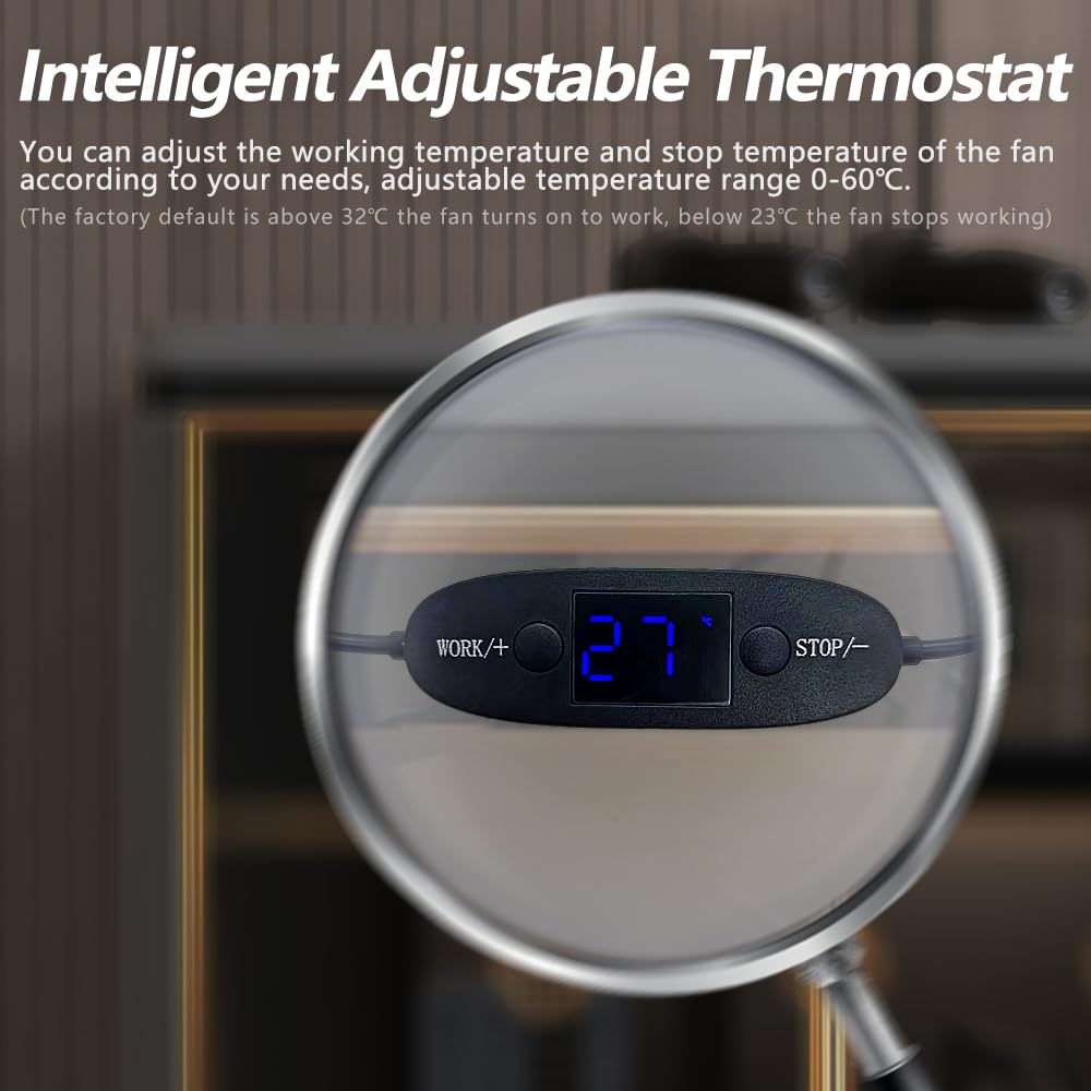 Ventola di raffreddamento silenziosa USB da 120 mm, con controllo termostato regolabile da 0 a 60 °C, per armadi AV Home Theater, casa delle piante, cuccia per animali domestici (controllo della