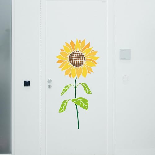 Miniatura 6 de MAYJOYDIY 4 plantillas grandes de girasol de 12.4 x 21.7 pulgadas, plantillas de abeja de girasol con pincel de pintura, plantilla de girasol