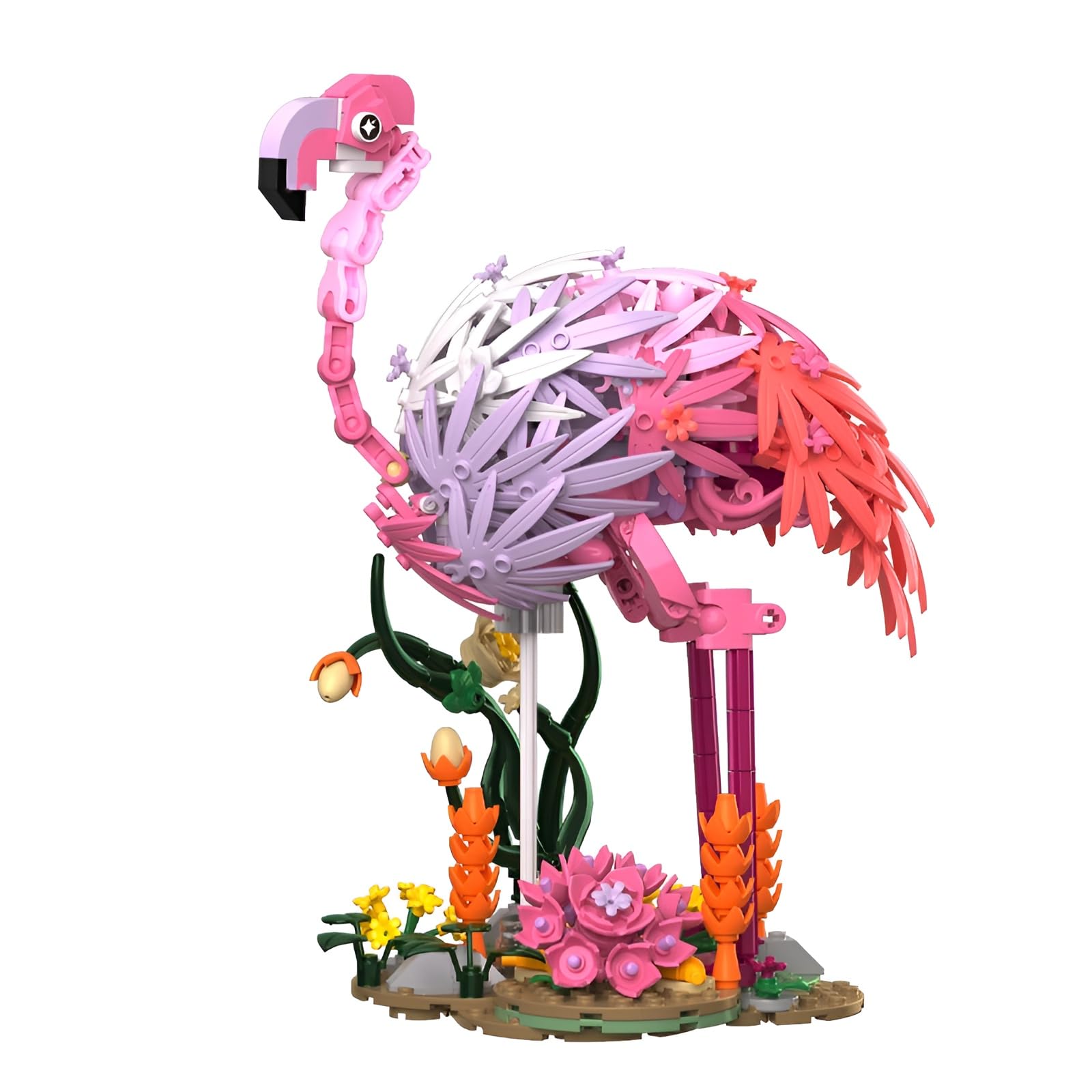 Art Flamingo Flower Building Blocks Set, 516Pcs Floral Animal Series Model Toy, Creative Bird Building Brick Kit, Great Ideas Gifts for Adults Teens & Home Office Decor — image 1