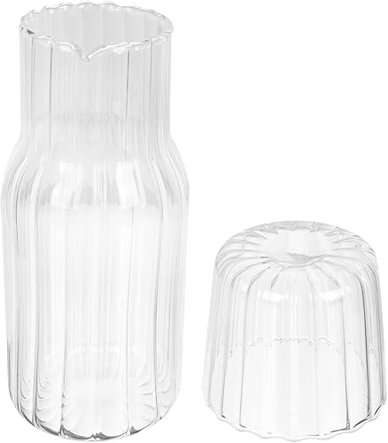 Cabilock Jarra de agua de noche, jarra y taza de vidrio de agua, vaso de té helado, jarra de té transparente, recipiente de almacenamiento de agua