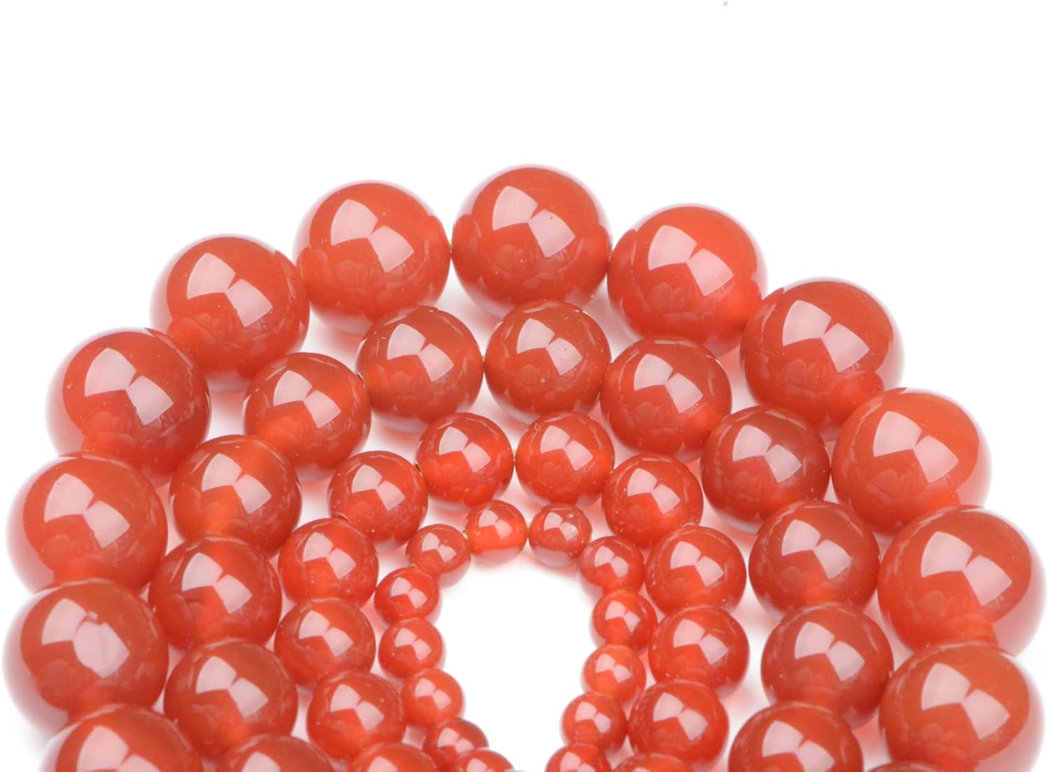 Bymitel 45 pcs Genuine Real Round Loose Stone Beads Gemstone Spacers for Charm DIY Jewelry Making 15.5" per Strand 8mm (Carnelian, 8mm) - Image 3