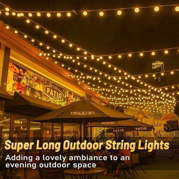 Image of One94Store G40 Globe String Lights | 15 Ft Outdoor String Light with 15 Edison Bulbs | Waterproof Warm White Decorative Lights for Balcony, Backyard, Porch, Garden & Home Decor