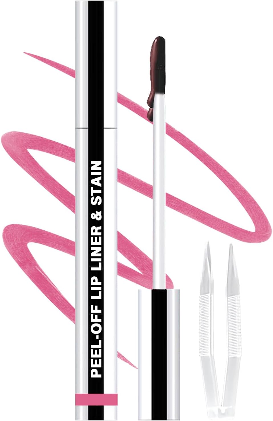 Lip Liner Stain Peel Off with Tweezer, Long Lasting Matte Lip Tattoo, Highly Pigmented Color Lip Tint Makeup, Waterproof, Transfer-proof Lipstain for Women, for All Skin Types