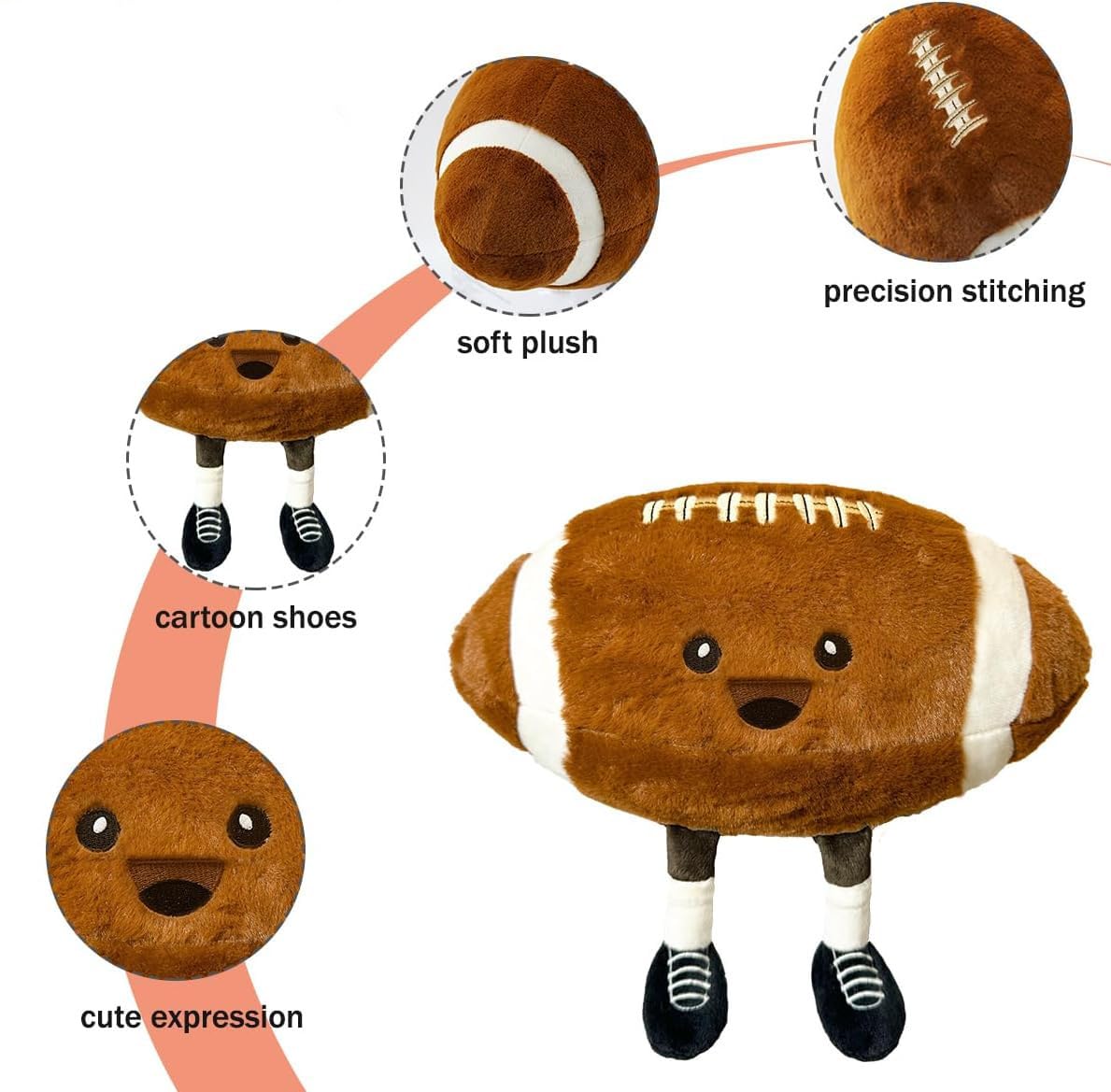11inch Football Plush Toys,Rugby Stuffed Sports Balls Toy,with feet Creative Soccer Doll,Cute Fun Soft Plush Ball,Plush Stuffed Spherical Soft Toys Sports Throw Pillow Cushion Kids Gift (Rugby) - Image 2