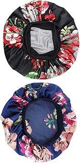 Beavorty 2 Peças De Seda Impressa Para Dormir Capas De Cabeça Para Mulheres Chapéus Femininos Gorro De Seda Elástico Gorro Capa De Cabelo Para Dormir Touca De Cetim Touca Noite Adulto
